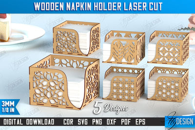 Wooden Napkin Holder Bundle | Adornment Dining Table | Square Napkin Holder | CNC Files SVG Fly Design 