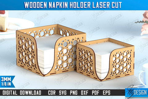 Wooden Napkin Holder Bundle | Adornment Dining Table | Square Napkin Holder | CNC Files SVG Fly Design 