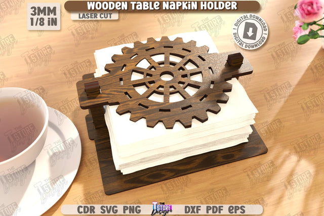 Wooden Napkin Holder Laser Cut | Adornment Dining Table | Square Napkin Holder | CNC File SVG The T Store Design 