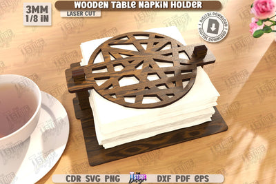 Wooden Napkin Holder Laser Cut | Adornment Dining Table | Square Napkin Holder | CNC File SVG The T Store Design 