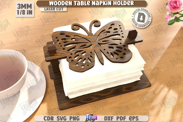 Wooden Napkin Holder Laser Cut | Adornment Dining Table | Square Napkin Holder | CNC File SVG The T Store Design 