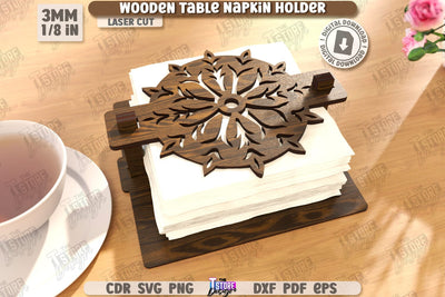 Wooden Napkin Holder Laser Cut | Adornment Dining Table | Square Napkin Holder | CNC File SVG The T Store Design 