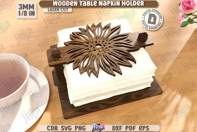 Wooden Napkin Holder Laser Cut | Adornment Dining Table | Square Napkin Holder | CNC File SVG The T Store Design 