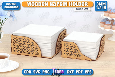 Wooden Napkin Holder Laser Cut | Adornment Dining Table | Square Napkin Holder | CNC File SVG The T Store Design 