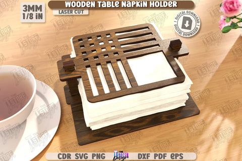 Wooden Napkin Holders Laser Cut Bundle | Adornment Dining Table | Square Napkin Holder | CNC Files SVG The T Store Design 