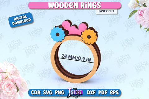 Wooden Napkin Rings Laser Cut Bundle | Adornment Dining Table | CNC Files SVG The T Store Design 