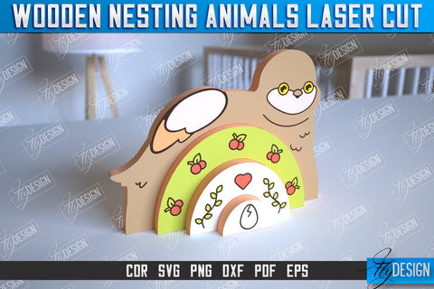 Wooden Nesting Animals Bundle | Nesting Toy | Rainbow | New Born Gift | Educational Game | CNC File SVG Fly Design 