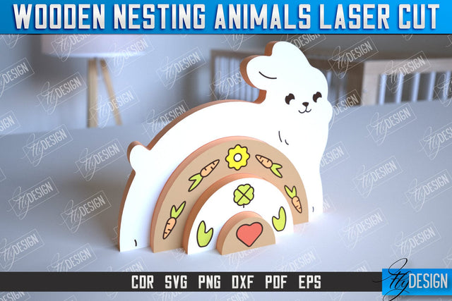 Wooden Nesting Rabbit | Nesting Toy | Rainbow | New Born Gift | Educational Game | CNC File SVG Fly Design 