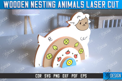 Wooden Nesting Sheep | Nesting Toy | Rainbow | New Born Gift | Educational Game | CNC File SVG Fly Design 