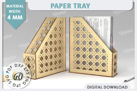Wooden Paper Tray Laser Cut. Office Desktop Organizer SVG SVG Evgenyia Guschina 