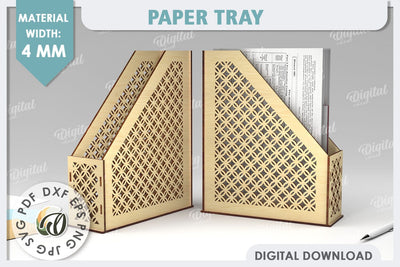 Wooden Paper Tray Laser Cut. Office Desktop Organizer SVG SVG Evgenyia Guschina 