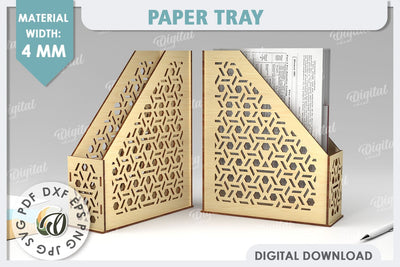 Wooden Paper Tray Laser Cut. Office Desktop Organizer SVG SVG Evgenyia Guschina 