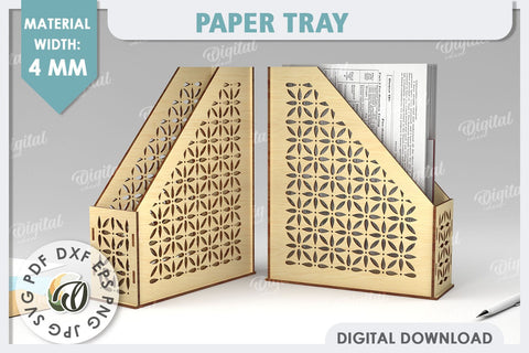 Wooden Paper Tray Laser Cut. Office Desktop Organizer SVG SVG Evgenyia Guschina 