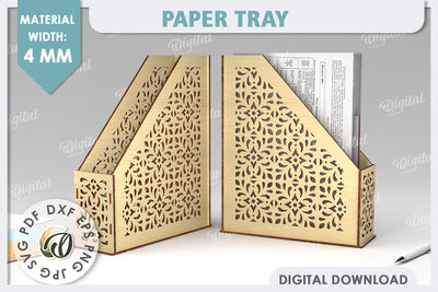 Wooden Paper Tray Laser Cut. Office Desktop Organizer SVG SVG Evgenyia Guschina 