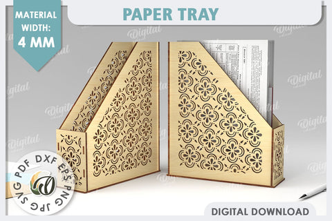 Wooden Paper Tray Laser Cut. Office Desktop Organizer SVG SVG Evgenyia Guschina 