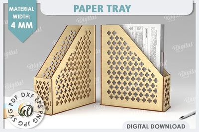 Wooden Paper Tray Laser Cut. Office Desktop Organizer SVG SVG Evgenyia Guschina 