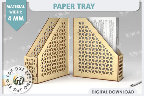 Wooden Paper Tray Laser Cut. Office Desktop Organizer SVG SVG Evgenyia Guschina 