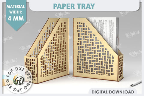 Wooden Paper Tray Laser Cut. Office Desktop Organizer SVG SVG Evgenyia Guschina 