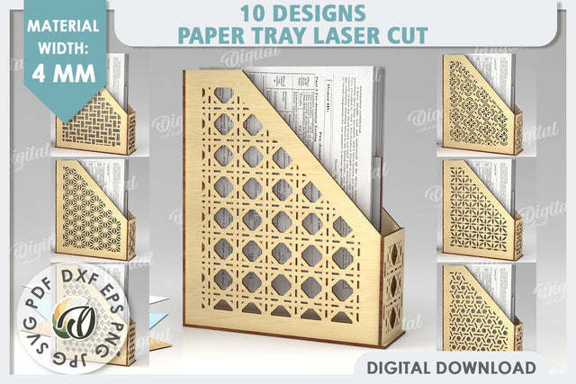 Wooden Paper Trays LaserCut Bundle. Office Desktop Organizer SVG Evgenyia Guschina 