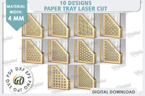 Wooden Paper Trays LaserCut Bundle. Office Desktop Organizer SVG Evgenyia Guschina 