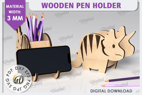 Wooden Pen Holders Laser Cut Bundle. Phone Stands SVG SVG Evgenyia Guschina 
