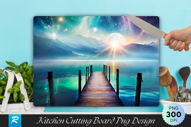 Wooden Pier Background Cutting Board Sublimation Regulrcrative 