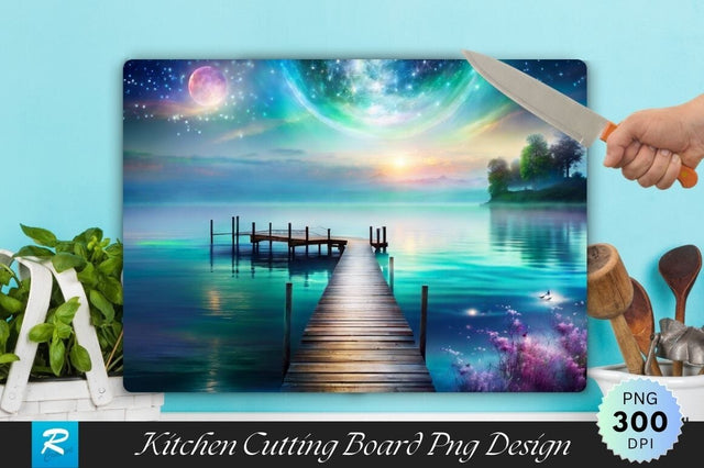 Wooden Pier Background Cutting Board Sublimation Regulrcrative 