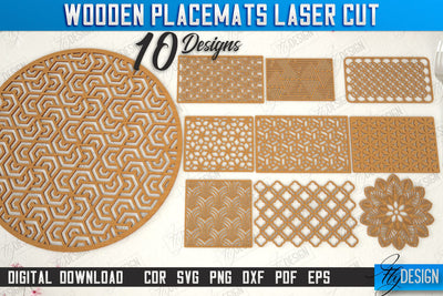 Wooden Placemat Laser Cut Bundle | Table Servicing Coaster | Kitchen Decor Detail | CNC Files SVG Fly Design 