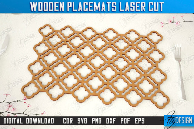 Wooden Placemat Laser Cut | Table Servicing Coaster | Kitchen Decor Detail | CNC File SVG Fly Design 