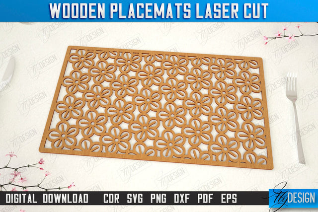 Wooden Placemat Laser Cut | Table Servicing Coaster | Kitchen Decor Detail | CNC File SVG Fly Design 