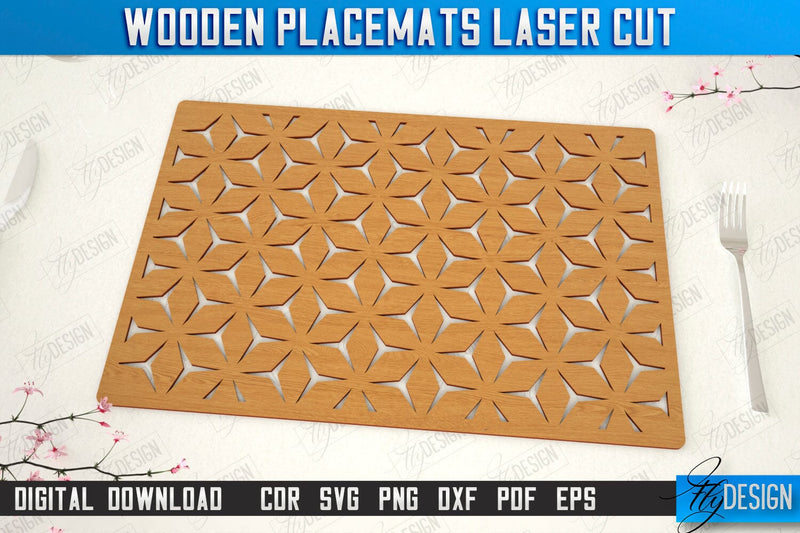 Wooden Placemat Laser Cut | Table Servicing Coaster | Kitchen Decor Detail | CNC File SVG Fly Design 