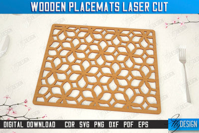 Wooden Placemat Laser Cut | Table Servicing Coaster | Kitchen Decor Detail | CNC File SVG Fly Design 