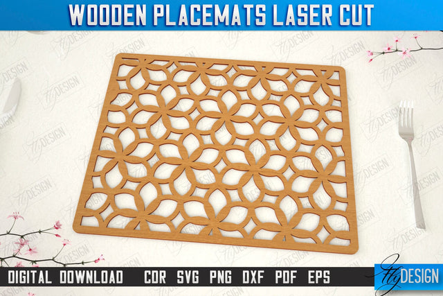 Wooden Placemat Laser Cut | Table Servicing Coaster | Kitchen Decor Detail | CNC File SVG Fly Design 