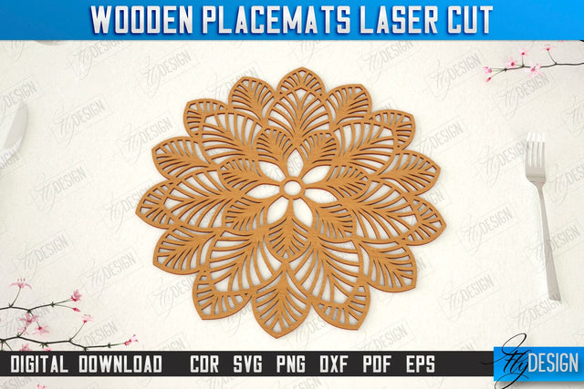 Wooden Placemat Laser Cut | Table Servicing Coaster | Kitchen Decor Detail | CNC File SVG Fly Design 