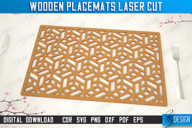 Wooden Placemat Laser Cut | Table Servicing Coaster | Kitchen Decor Detail | CNC File SVG Fly Design 