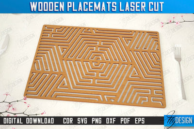 Wooden Placemat Laser Cut | Table Servicing Coaster | Kitchen Decor Detail | CNC File SVG Fly Design 