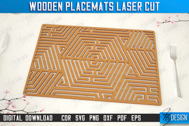 Wooden Placemat Laser Cut | Table Servicing Coaster | Kitchen Decor Detail | CNC File SVG Fly Design 