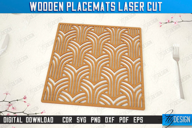 Wooden Placemat Laser Cut | Table Servicing Coaster | Kitchen Decor Detail | CNC File SVG Fly Design 