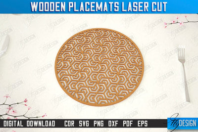 Wooden Placemat Laser Cut | Table Servicing Coaster | Kitchen Decor Detail | CNC File SVG Fly Design 