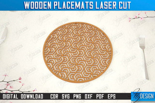 Wooden Placemat Laser Cut | Table Servicing Coaster | Kitchen Decor Detail | CNC File SVG Fly Design 