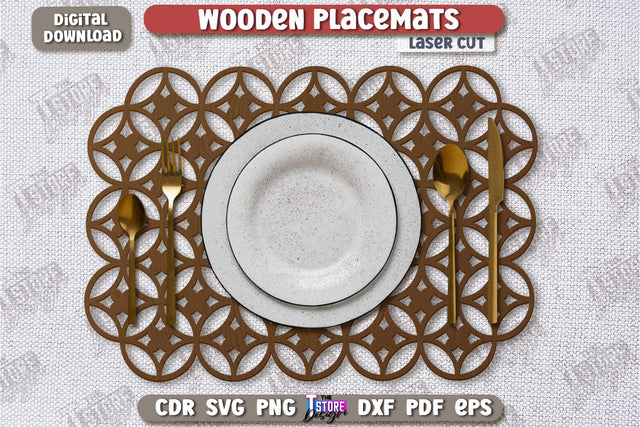Wooden Placemat Laser Cut | Table Servicing Coaster | Kitchen Decor Detail | CNC File SVG The T Store Design 