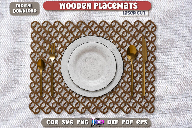 Wooden Placemat Laser Cut | Table Servicing Coaster | Kitchen Decor Detail | CNC File SVG The T Store Design 