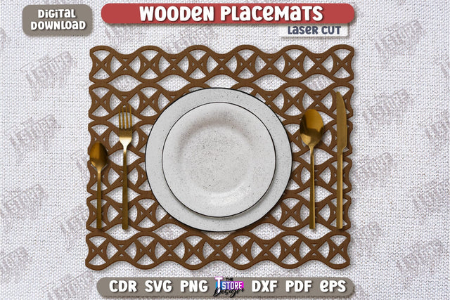 Wooden Placemat Laser Cut | Table Servicing Coaster | Kitchen Decor Detail | CNC File SVG The T Store Design 