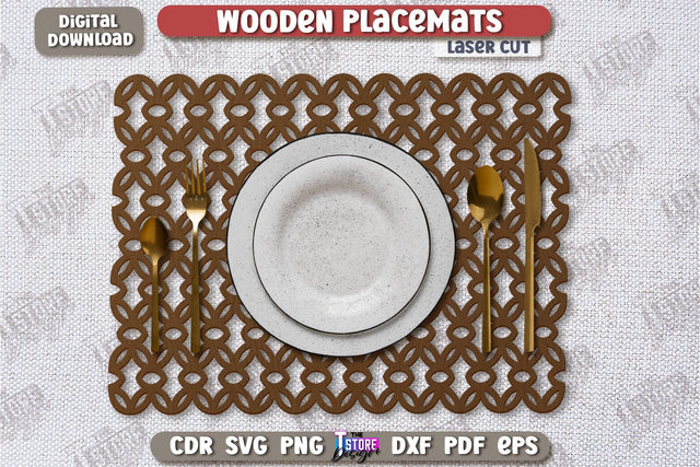 Wooden Placemat Laser Cut | Table Servicing Coaster | Kitchen Decor Detail | CNC File SVG The T Store Design 
