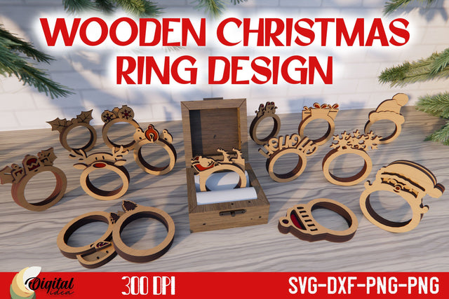Wooden Ring Laser Cut Design Set. Christmas Bundle SVG SVG Evgenyia Guschina 