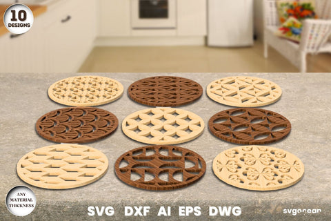 Wooden Round Coasters Laser Cut SVG SvgOcean 