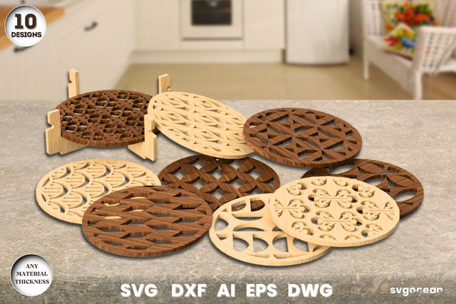 Wooden Round Coasters Laser Cut SVG SvgOcean 
