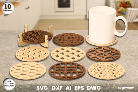 Wooden Round Coasters Laser Cut SVG SvgOcean 