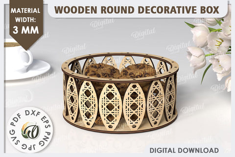 Wooden Round Decorative Boxes Laser Cut Bundle. 3D Boxes SVG SVG Evgenyia Guschina 