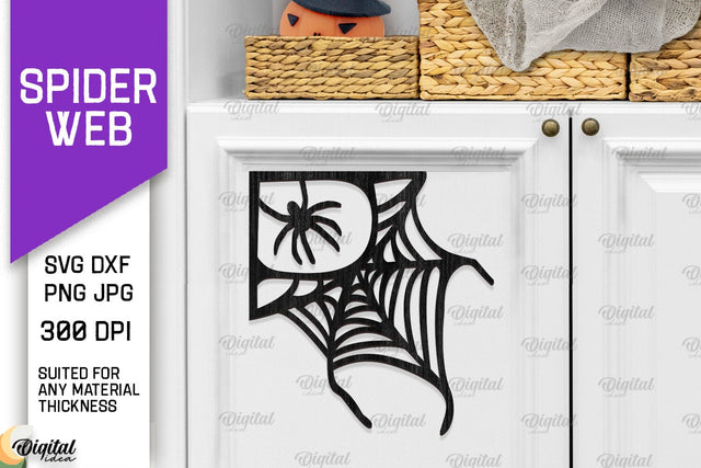 Wooden Spider Web Decoration Laser Cut. Halloween Web SVG SVG Evgenyia Guschina 